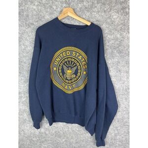 Vintage Us Navy Sweatshirt XL Military Crewneck Crest Academy Crest Seal USA 90s